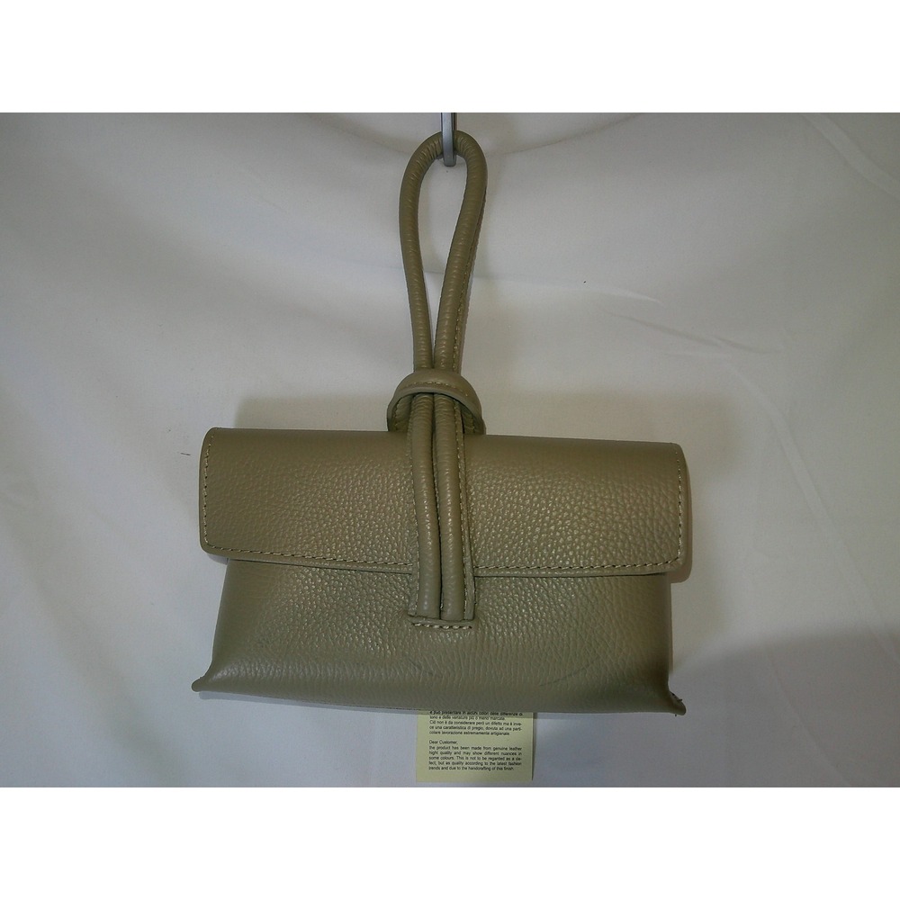 Borgo Degli Etruschi Italian Pebbled Leather Wristlet Crossbody Bag Taupe NEW